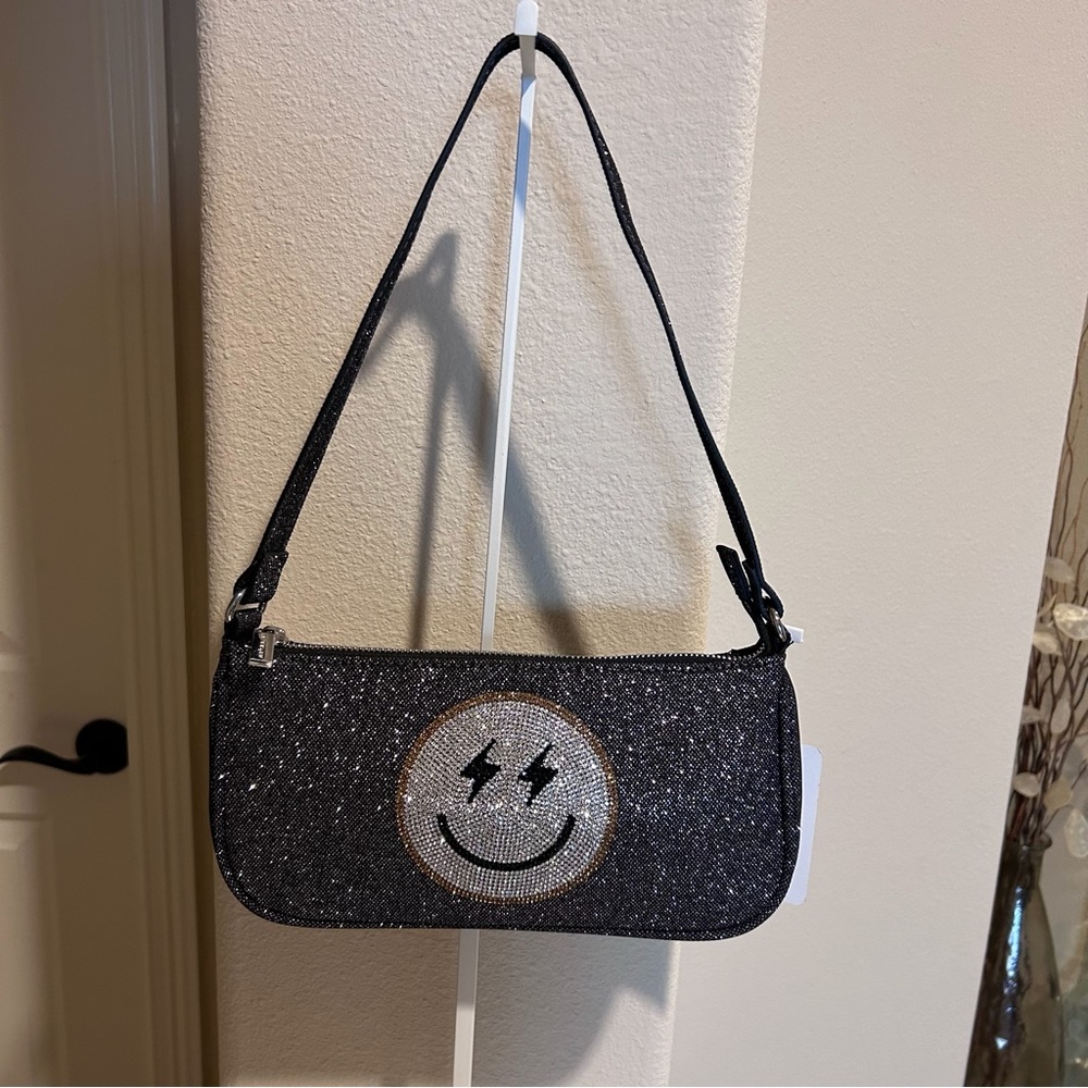 Skinny Dip London Sparkle glitter smiley shoulder bag. NWT
